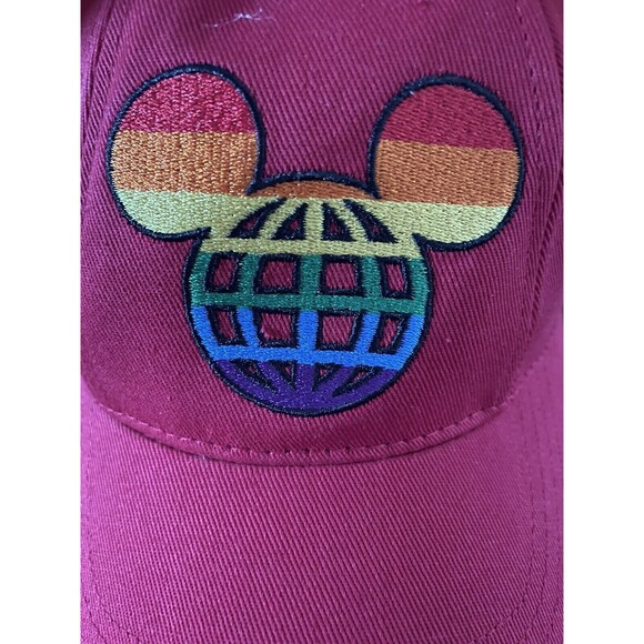 Walt Disney World Parks Rainbow Mickey Ears Baseball Red Cap Hat Adult Pride - Picture 2 of 6